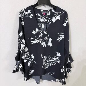 Vince Camuto Floral Black and White Women's Top